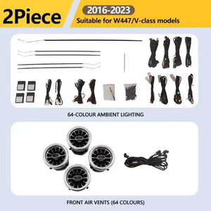 64 Colors LED Ambient Lighting For Mercedes Benz W447 V-Class 2016-2023 Air Vents Lights Car Interior Ambient Lighting Carputech