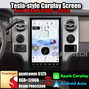 For Ford F150 2009-2012 Car Radio Stereo Carplay Upgrade Tesla Style Screen 14.4" Qualcomm Android Auto GPS Navigation Multimedia Player Carputech