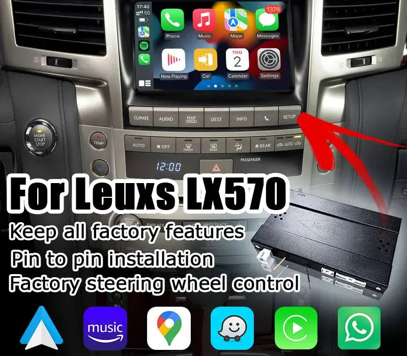 Wireless Carplay&Android Auto Interface Box for Lexus LX570 2012-2021 with Phone Mirror Link Carplay Upgrade Module Carputech