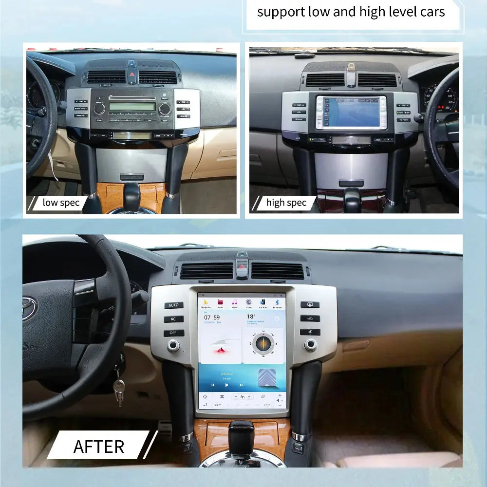 12.1" For Toyota Reiz 2005-2009 Car Radio Headunit Stereo Carplay Upgrade Tesla Style Screen Android Auto GPS Navigation Multimedia Player Carputech