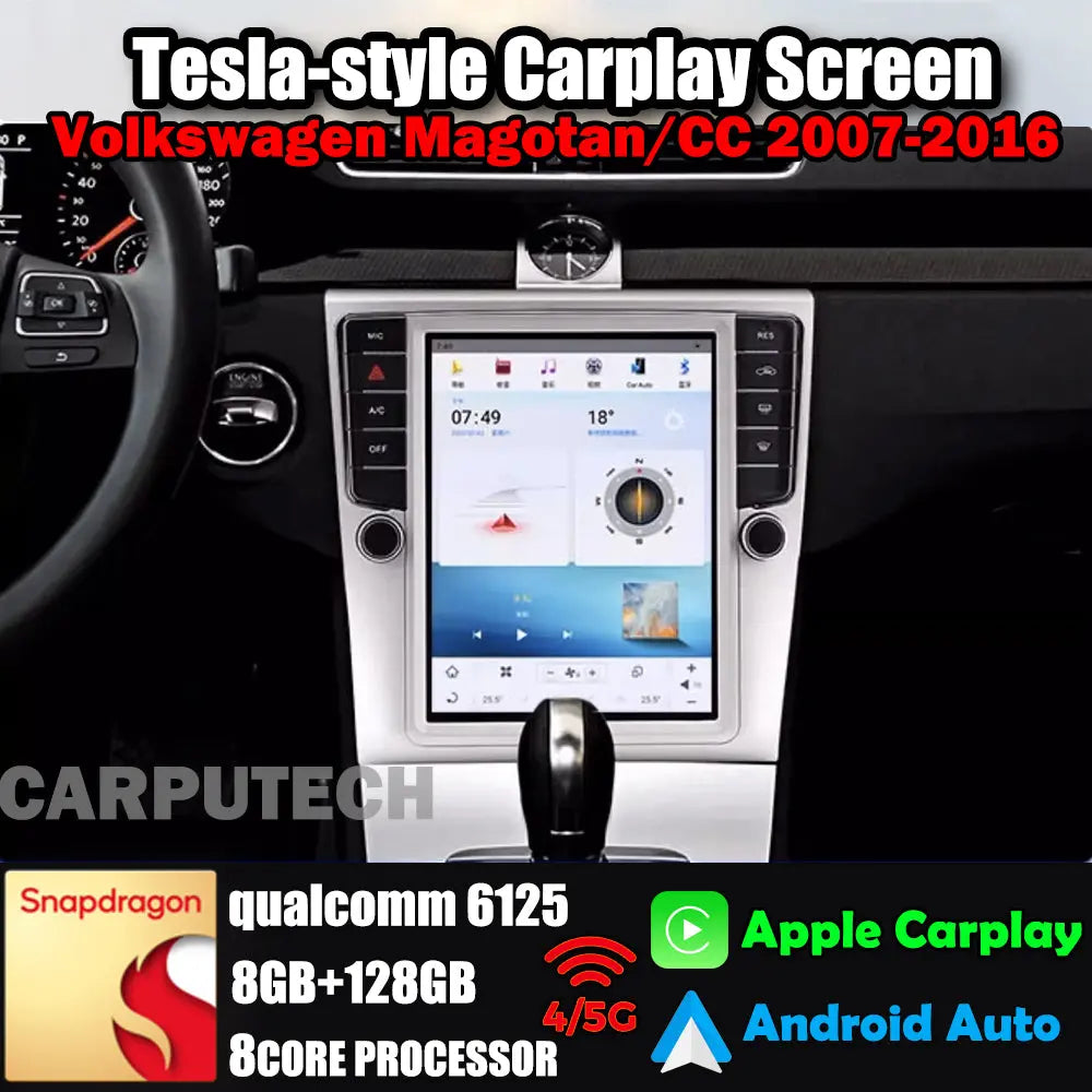 10.4" For Volkswagen Magotan/CC 2007-2016 Car Radio Headunit Stereo Carplay Upgrade Tesla Style Screen Android Auto GPS Navigation Multimedia Player Carputech