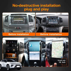16" Qualcomm For Toyota Land Cruiser 2008-2015 Car Radio Stereo Carplay Upgrade Tesla Style Screen Android Auto GPS Navigation Multimedia Player Carputech