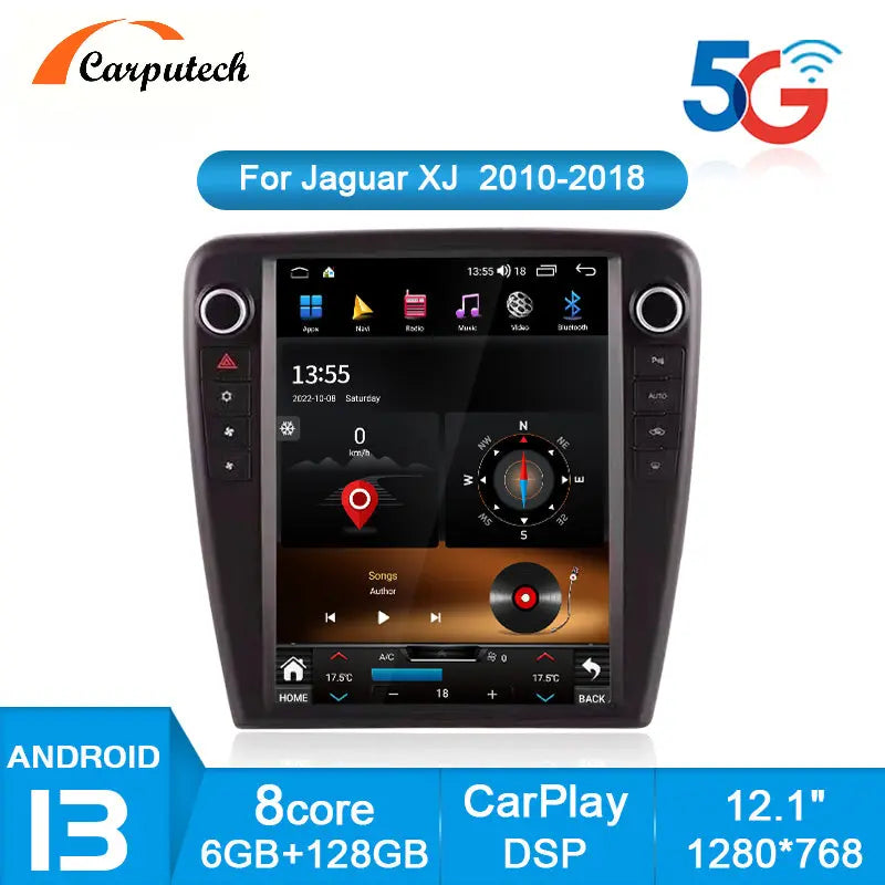 For Jaguar XJL 2010 2011 2012- 2018 Android 13 Car Multimedia Player Car Radio GPS Navigation Auto Audio DSP 12.1 Inch Tesla Style Screen Carputech