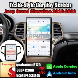 14.4" Qualcomm For Jeep Grand Cherokee 2010-2022 Car Radio Stereo Carplay Upgrade Tesla Style Screen Android Auto GPS Navigation Multimedia Player Carputech