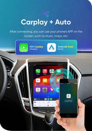 10.5" Qualcomm For Cadillac ATS CTS XTS SRX Escalade 2013-2018 Car Radio Stereo Carplay Upgrade Tesla Style Screen Android Auto GPS Navigation Multimedia Player Carputech