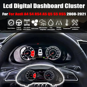 12.3'' LCD Digital Dashboard Cluster For Audi A4 S4 RS4 A5 Q5 S5 RS5 2008-2021 Car Panel Speedometer Virtual Cockpit Carputech