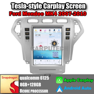 10.4" For Ford Mondeo MK4 2007-2010 Car Radio Headunit Stereo Carplay Upgrade Tesla Style Screen Android Auto GPS Navigation Multimedia Player Carputech