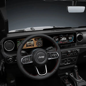 Jeep Wrangler 2018-2024 Digital Dashboard Cluster Dual Screen Car Radio Strip Screen CarPlay Android Auto Speed Meter Screen Carputech