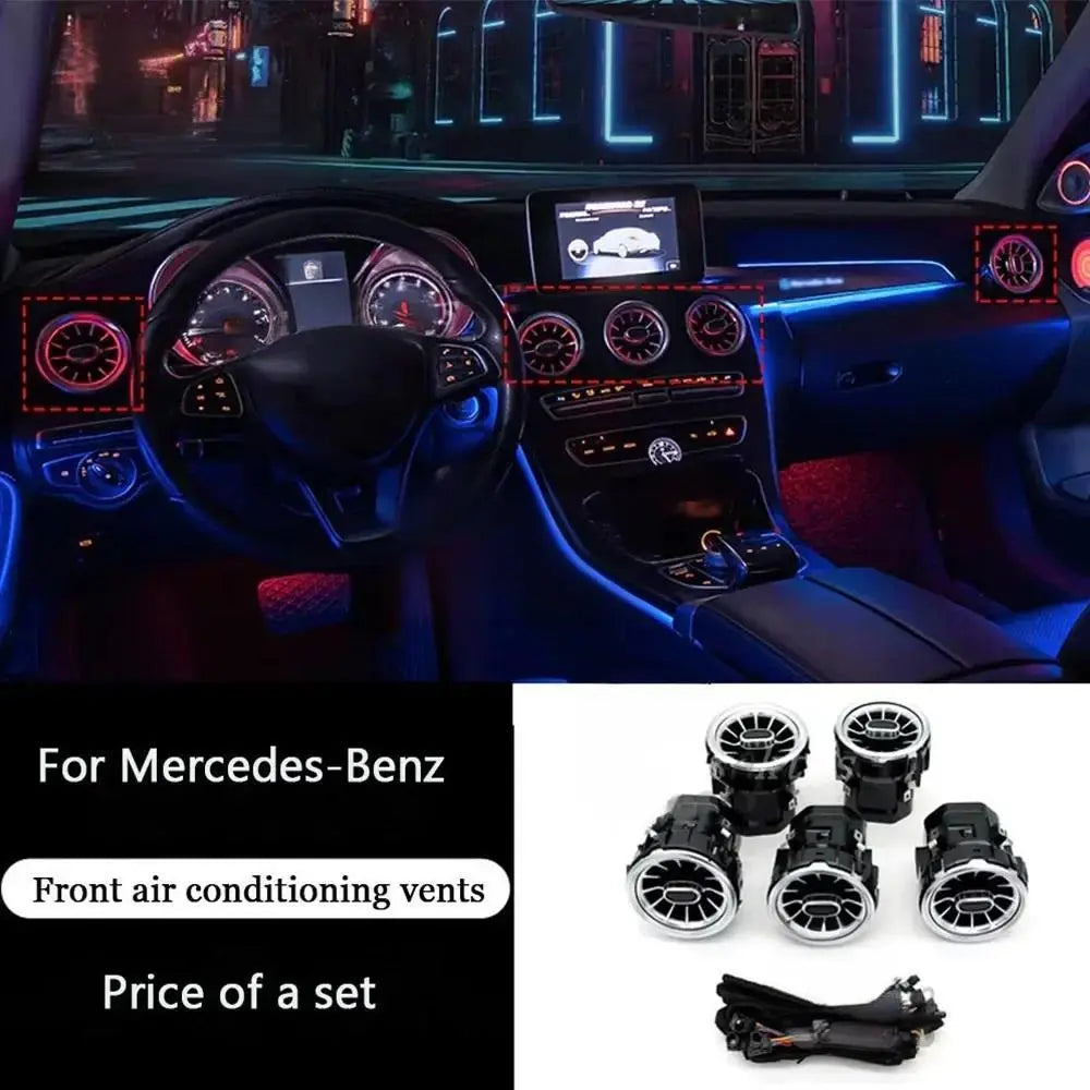 64 Colors Ambient Lighting For Mercedes Benz A-class W177 / CLA W118 / B-class W247 2019-2025 LED Car Neon Lamp Automotive Interior Decoration Carputech
