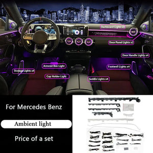 64 Colors Ambient Lighting For Mercedes Benz A-class W177 / CLA W118 / B-class W247 2019-2025 LED Car Neon Lamp Automotive Interior Decoration Carputech