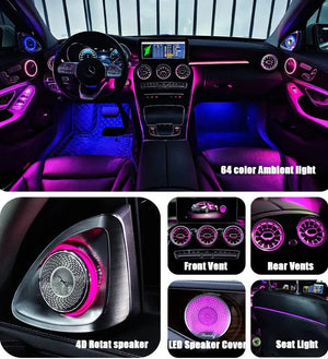 64 Colors Premium Car Interior Ambient Lighting for Mercedes Benz C-class W205/ GLC X253 2015-2021 Dream Color Car Atmosphere Lamp Carputech