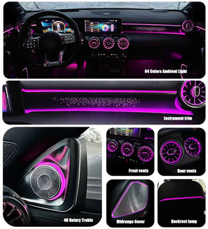 64 Colors Ambient Lighting For Mercedes Benz A-class W177 / CLA W118 / B-class W247 2019-2025 LED Car Neon Lamp Automotive Interior Decoration Carputech