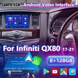 Carputech 8+128GB Android Multimedia Video Interface for Nissan Patrol Y62 QX60 Q60 QX80 Pathfinder R52 370z 2007-2024 Infiniti 2011-2024 Carplay Module Screen Carputech