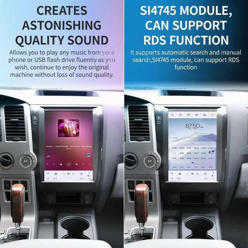 13.6" Qualcomm For Toyota Tundra 2007-2013 Sequoia 2008-2018 Car Radio Stereo Carplay Upgrade Tesla Style Screen Android Auto GPS Navigation Multimedia Player