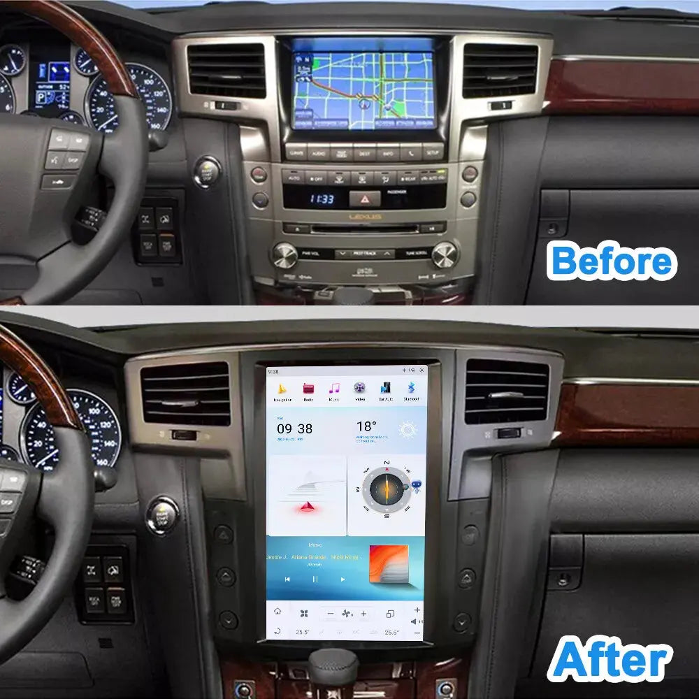 13.6" Qualcomm For Lexus LX570 2007-2015 Car Radio Stereo Carplay Upgrade Tesla Style Screen Android Auto GPS Navigation Multimedia Player Carputech