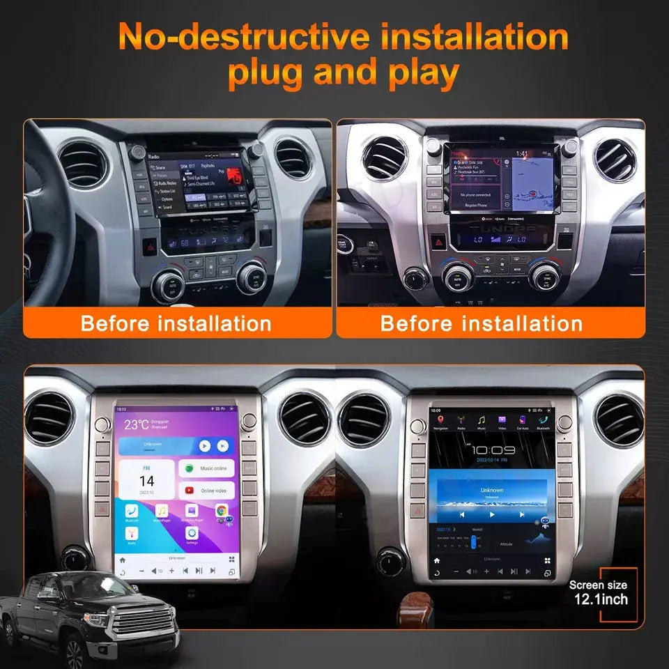 12.1" Qualcomm For Toyota Tundra 2014-2021 Car Radio Stereo Carplay Upgrade Tesla Style Screen Android Auto GPS Navigation Multimedia Player Carputech