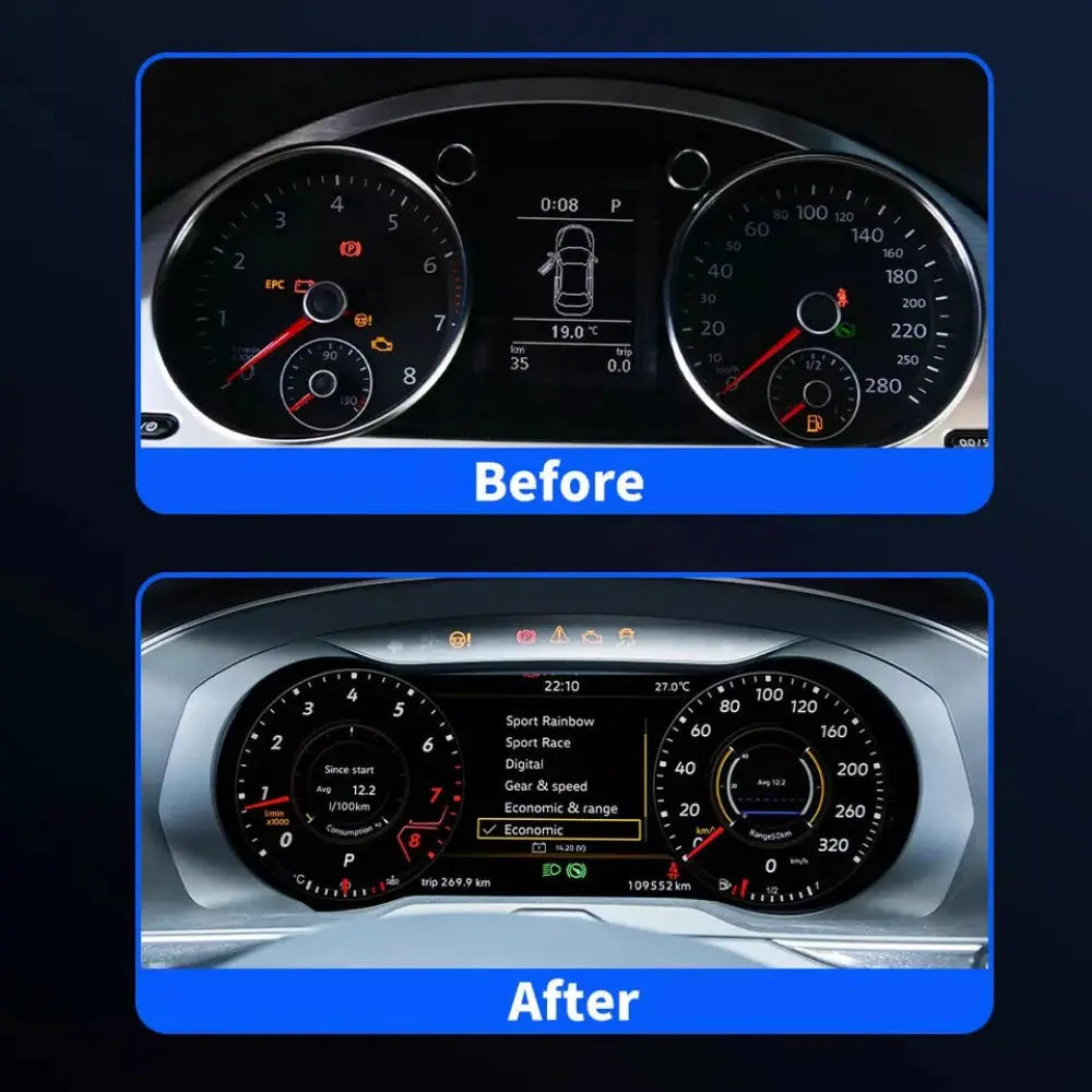 For Volkswagen VW Passat/CC/TIGUAN/GOLF 6 2010-2023 12.3" LCD Digital Dashboard Cluster Car Panel Speedometer Virtual Cockpit - Carputech