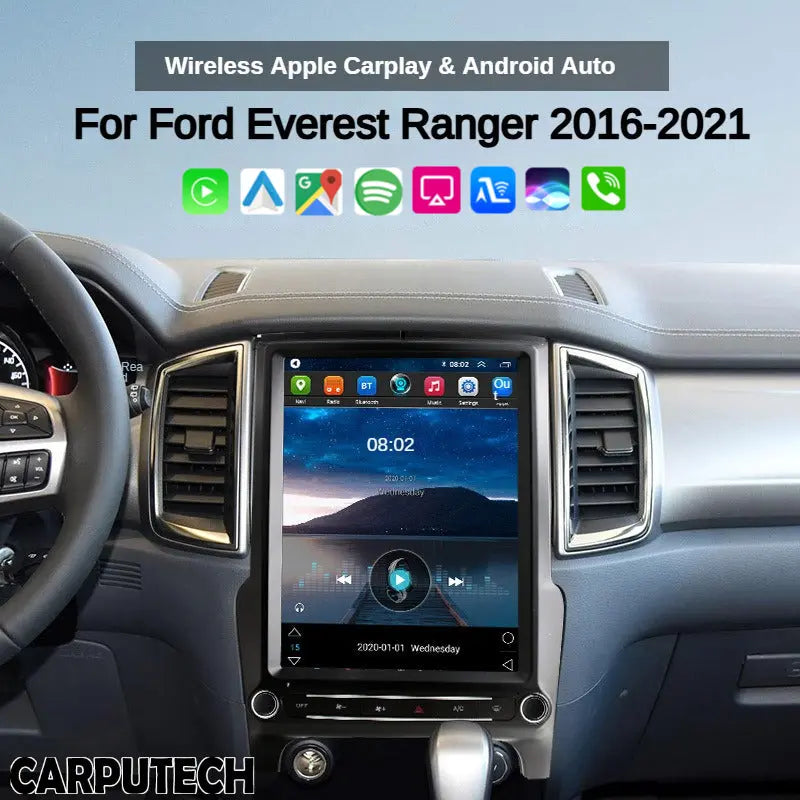 Carputech Android 12 13‘’Tesla Screen Car Radio Media Player For Ford Ranger/Everest 2015 2016 2017 2018 2019 2020 2021 GPS Navig HeadUnit Carputech