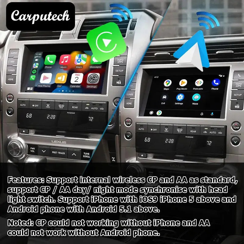 Wireless Carplay&Android Auto Interface Box for Lexus GX460 2014-2021 with Phone Mirror Link Carplay Upgrade Module Carputech