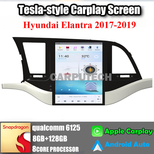 10.4" For Hyundai Elantra 2017-2019 Car Radio Headunit Stereo Carplay Upgrade Tesla Style Screen Android Auto GPS Navigation Multimedia Player