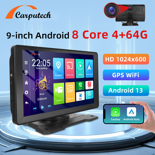 Carputech 9" Android 4+64 Car Stereo Radio Wireless Carplay Android auto Wifi GPS Bluetooth DVR Automotive HD Screen Car Monitor