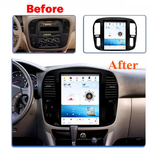 Autoradio 12,1" pour Toyota Land Cruiser 1998-2002, unité centrale stéréo Carplay, mise à niveau, écran de style Tesla, Android Auto, navigation GPS, lecteur multimédia
