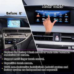 10.25 Inches for Lexus RX270 RX350 RX450H 2009-2015 Car Radio Multimedia Player Wireless CarPlay Android Auto Upgrade Android Touch Screen