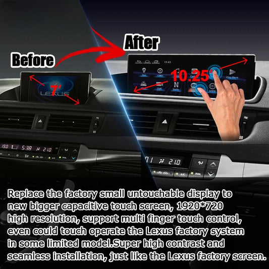 10.25 Inches for Lexus CT200h CT 2014-2021 Car Radio Multimedia Player Wireless CarPlay Android Auto Upgrade Android Touch Screen
