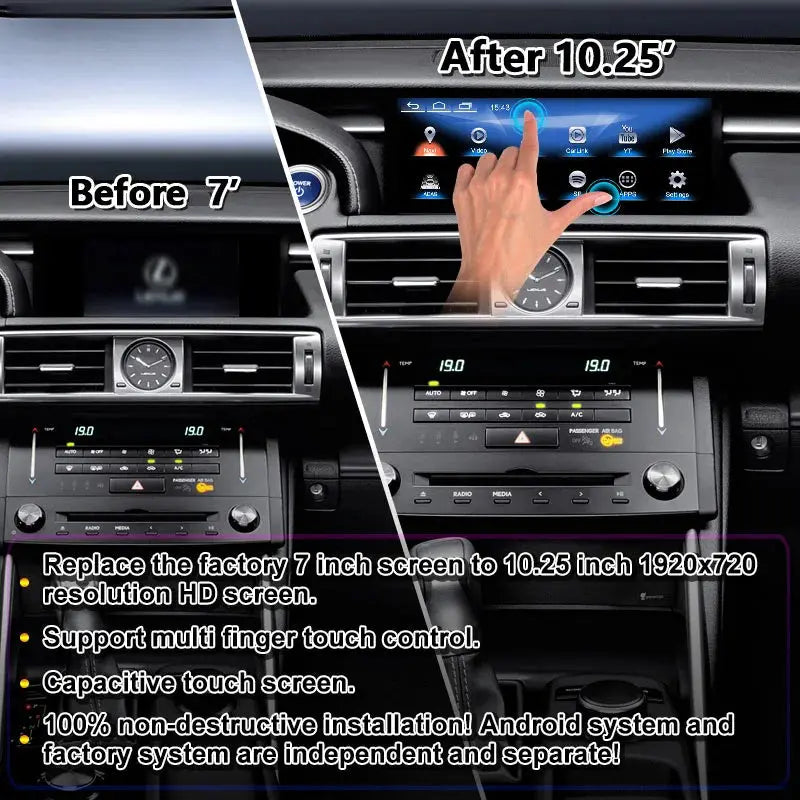 10.25 Inches For Lexus IS/RC 200 250 300 350 200t 300h 2013-2020 Car Radio Multimedia Player Wireless CarPlay Android Auto Upgrade Android Touch Screen Carputech
