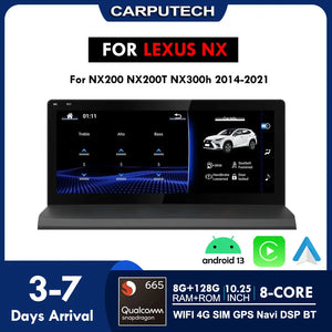 Carputech Android 13 CarPlay Android Auto Radio For Lexus NX NX200 NX200T NX300h 2014-2021 Multimedia Navigation GPS DSP 4G WiFi Carputech