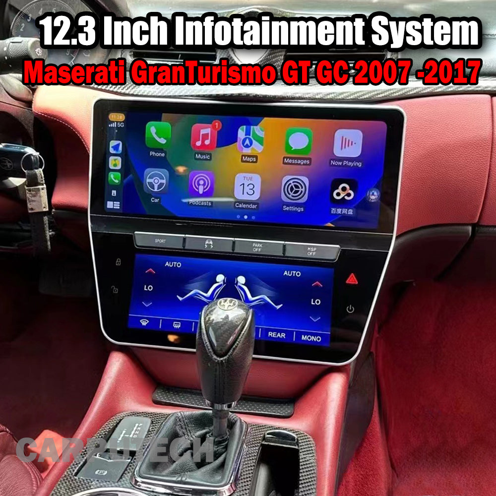 For Maserati GranTurismo GT GC 2007 -2017 12.3 Inch Infotainment System + 8.9 Inch AC Climate Control Panel Multimedia Navigation Touch Screen Head Unit Display