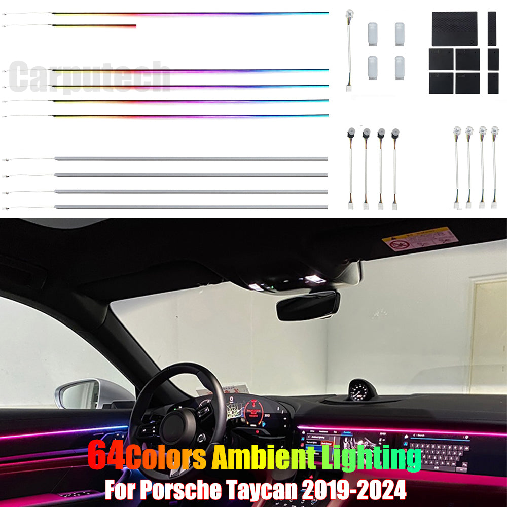 For Porsche Taycan 2019-2024 64 Color Symphony Car Interior Ambient Lighting Trim Decoration Accessories