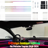 For Porsche Taycan 2019-2024 64 Color Symphony Car Interior Ambient Lighting Trim Decoration Accessories