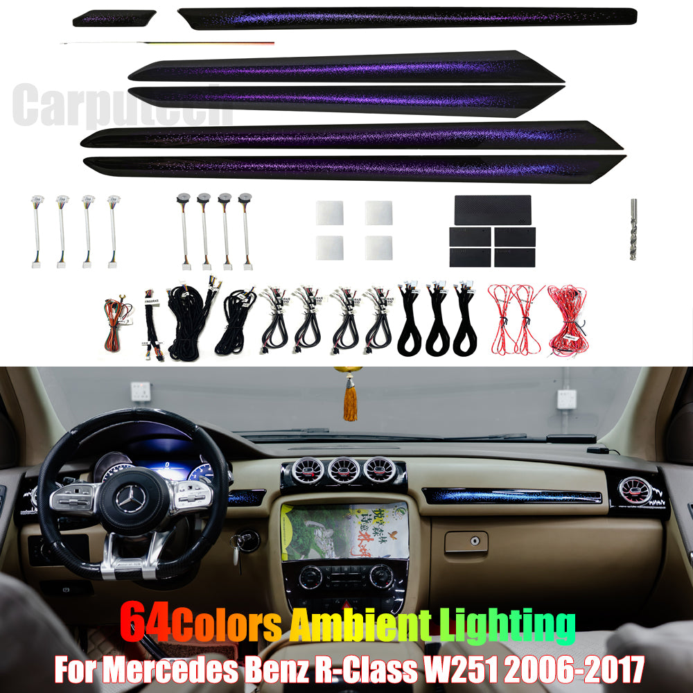 For Mercedes Benz R-Class W251 2006-2017 Dynamic Symphony Car Interior Ambient Lighting 64 Color Trim Decoration Accessories