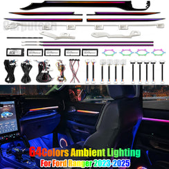 Dynamic 64 Colors Ambient Lighting for Ford Ranger 2023-2025 RHD/LHD Car Interior LED Lighting Upgrade Accessories