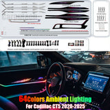 For Cadillac CT5 2020-2025 Symphony Car Interior Ambient Lighting 64 Color Trim Decoration Accessories Piano Black Mold