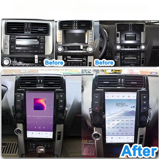 13,6 "Qualcomm pour Toyota Prado 2010-2018 autoradio stéréo Carplay mise à niveau écran de style Tesla Android Auto GPS Navigation lecteur multimédia