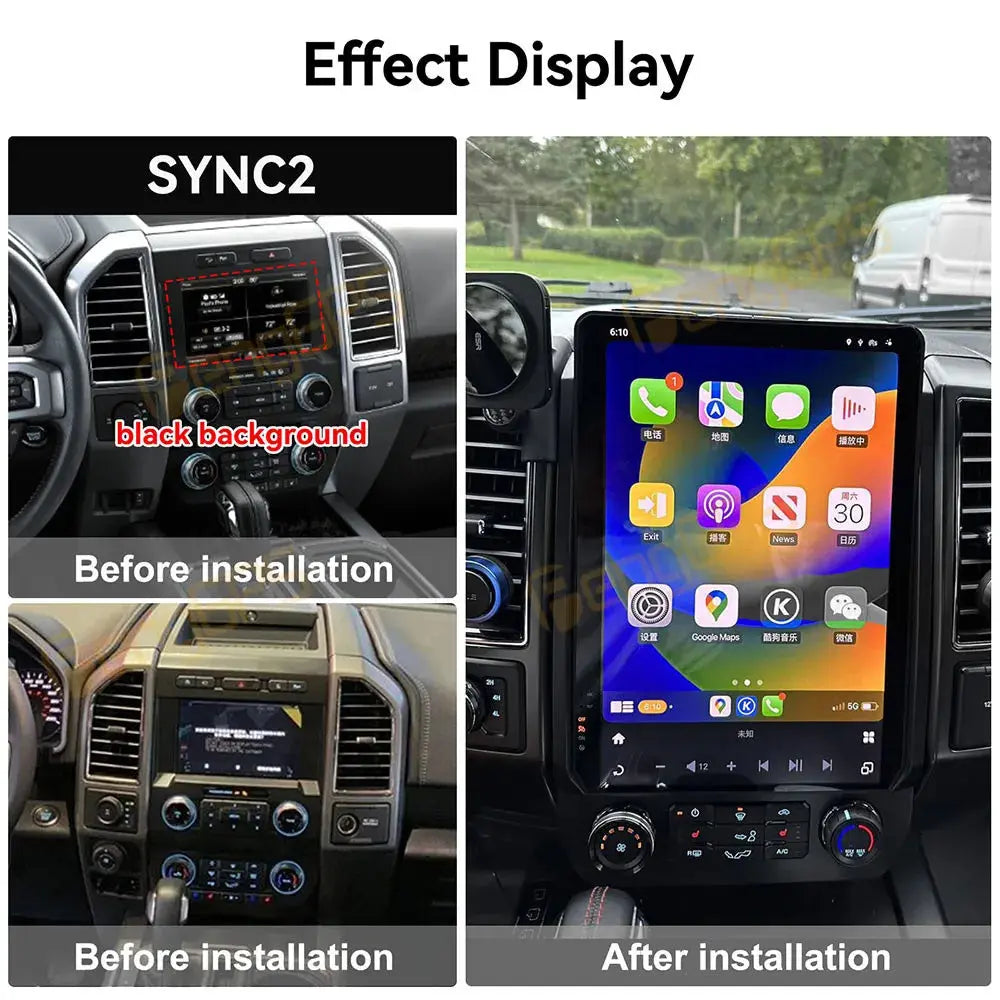 For Ford F350 2017-2022 Car Radio Stereo Carplay Upgrade Tesla Style Screen 14.4" Qualcomm Android Auto GPS Navigation Multimedia Player Carputech