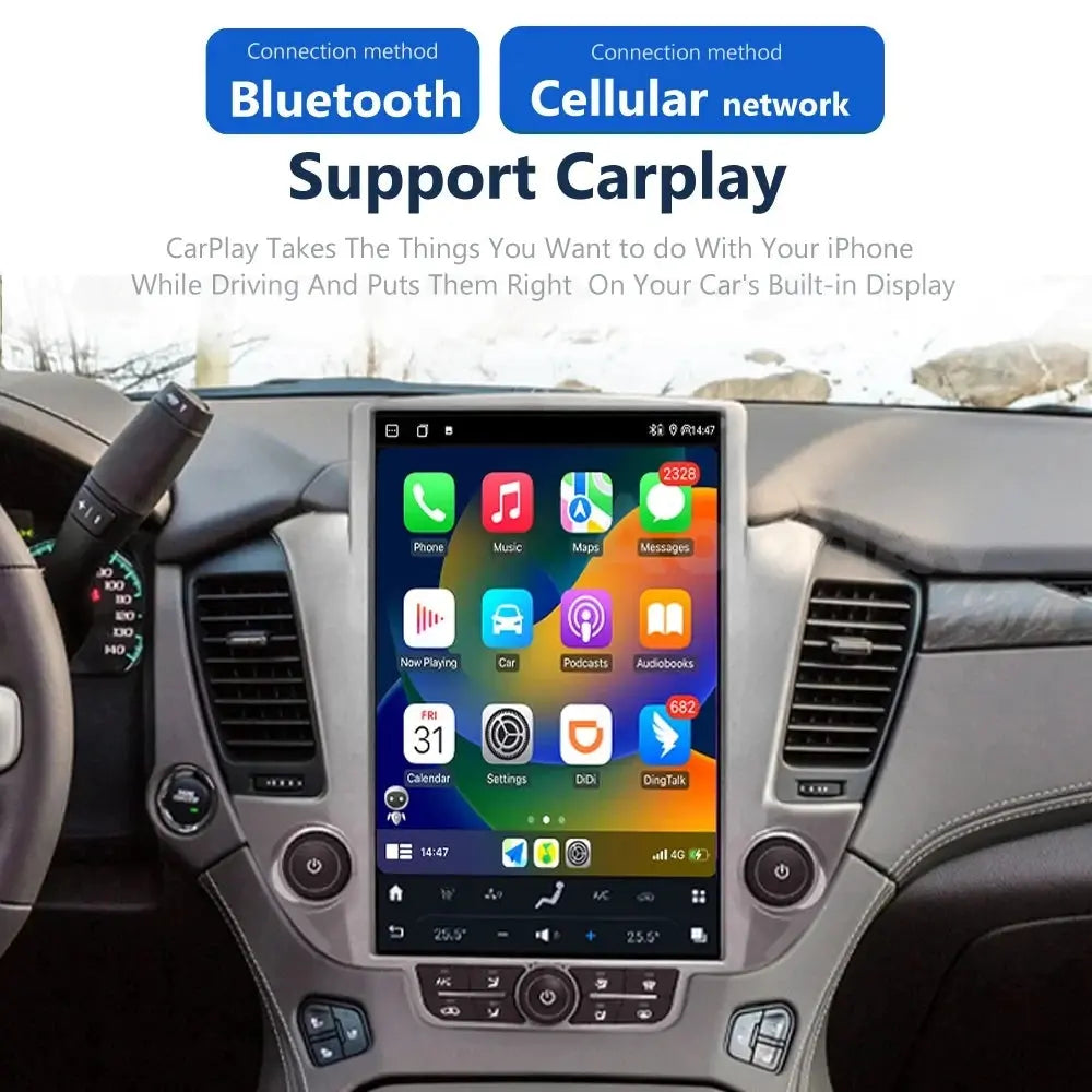 14.4" Qualcomm For GMC Yukon/ Chevrolet Suburban/Tahoe 2014-2020 Car Radio Stereo Carplay Upgrade Tesla Style Screen Android Auto GPS Navigation Multimedia Player Carputech