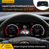 For Toyota Highlander 2015-2021 12.3" LCD Digital Dashboard Cluster Car Panel Speedometer Virtual Cockpit