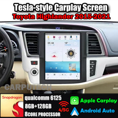 Autoradio 12,1" Qualcomm pour Toyota Highlander 2015-2021, stéréo, Carplay, mise à niveau, écran de style Tesla, Android Auto, navigation GPS, lecteur multimédia