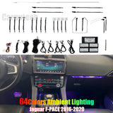 For Jaguar F-PACE 2016-2020 64 Color RGB Car Interior Ambient Lighting Trim Decoration Accessories