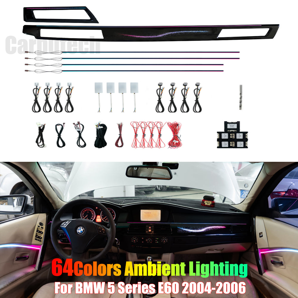 For BMW 5 Series E60 2004-2006 Dynamic Symphony Car Interior Ambient Lighting 64 Color Trim Decoration Accessories