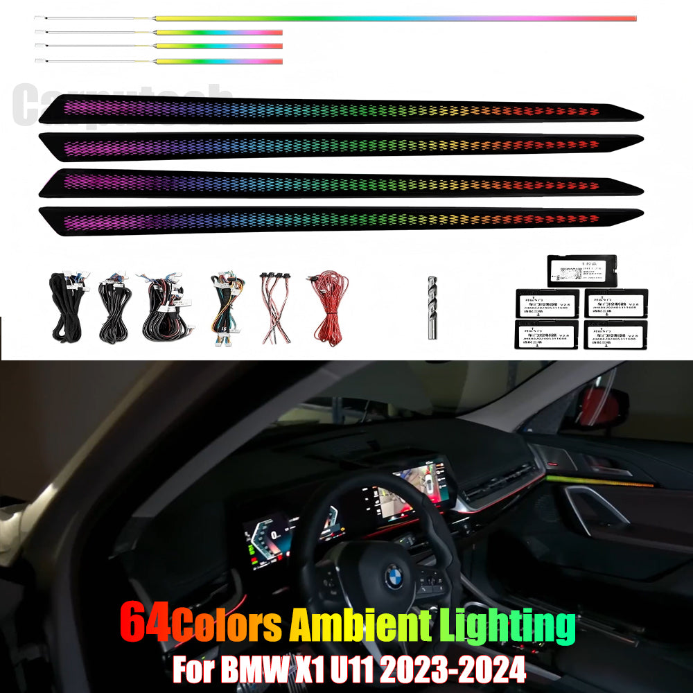 For BMW X1 U11 2023-2024 Dynamic Symphony Car Interior Ambient Lighting 64 Color Trim Decoration Accessories