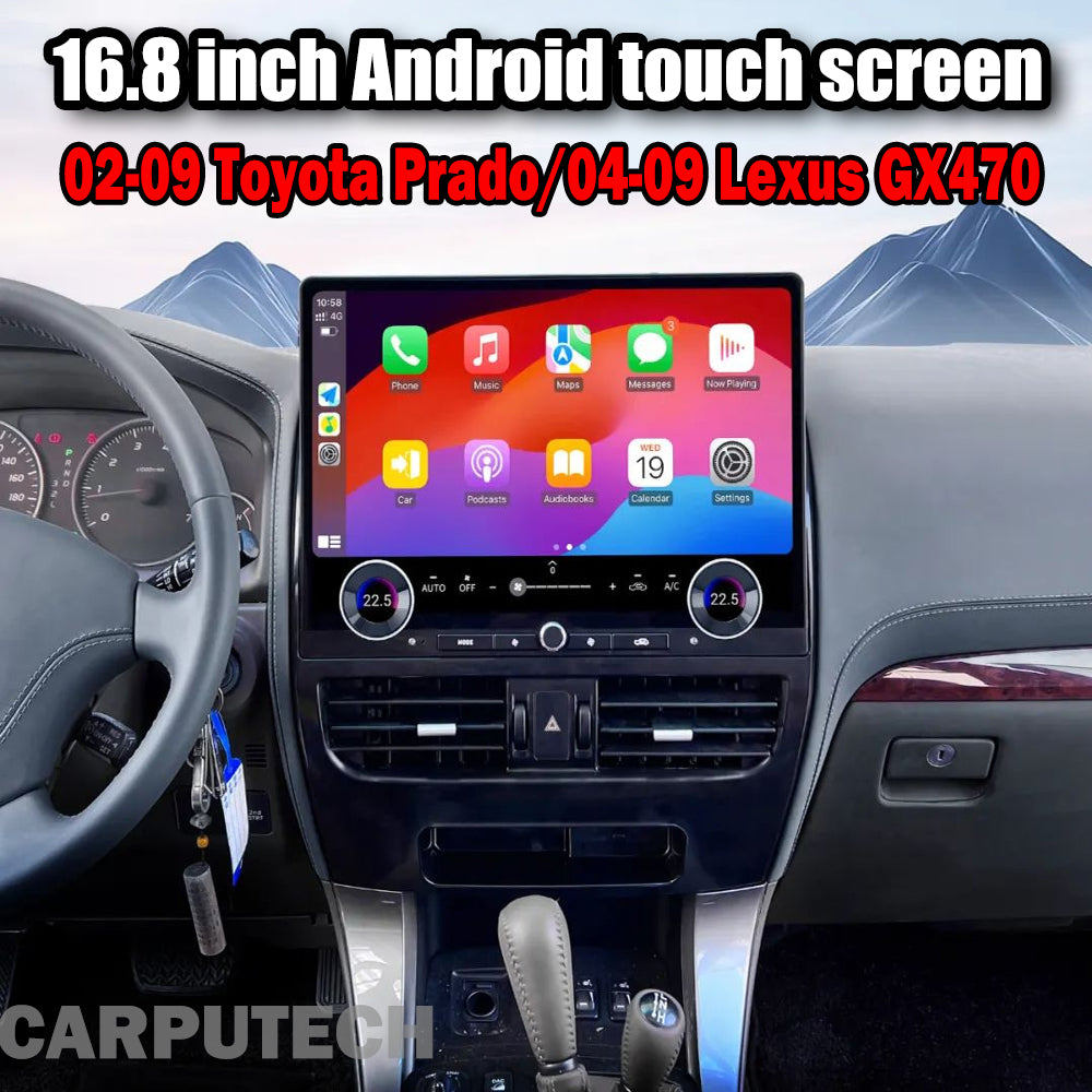 16.8inch Touch Screen For  Toyota Prado 120 2002-2009/ Lexus Gx470 2004-2009 Android 13 Auto Car Radio Multimedia Video Player Carplay
