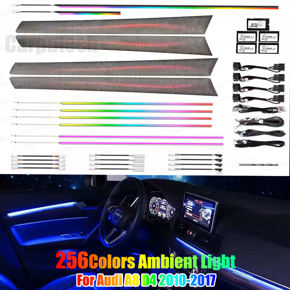 Upgrade 256 Colors Symphony Led Car Interior Ambient Light Decoration for Audi A8 D4 2010-2017 Atmosphere Strip Accessories