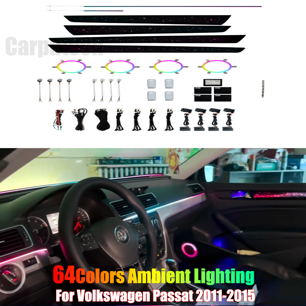 For Volkswagen Passat 2011-2015 Symphony Car Interior Ambient Lighting 64 Color Trim Decoration Accessories