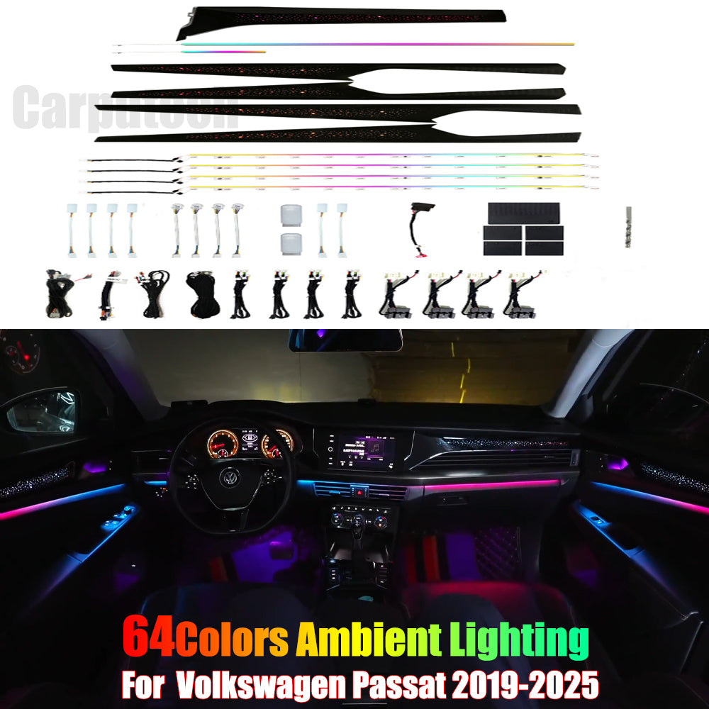 For Volkswagen VW Passat 2019-2025 Dynamic Symphony Car Interior Ambient Lighting 64 Color Trim Decoration Accessories
