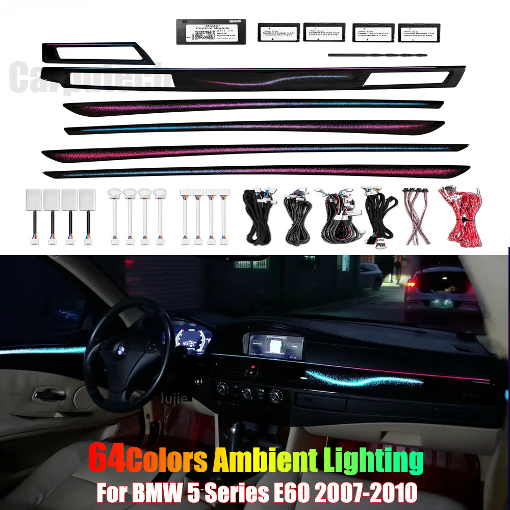 For BMW 5 Series E60 2007-2010 Dynamic Symphony Car Interior Ambient Lighting 64 Color Trim Decoration Accessories