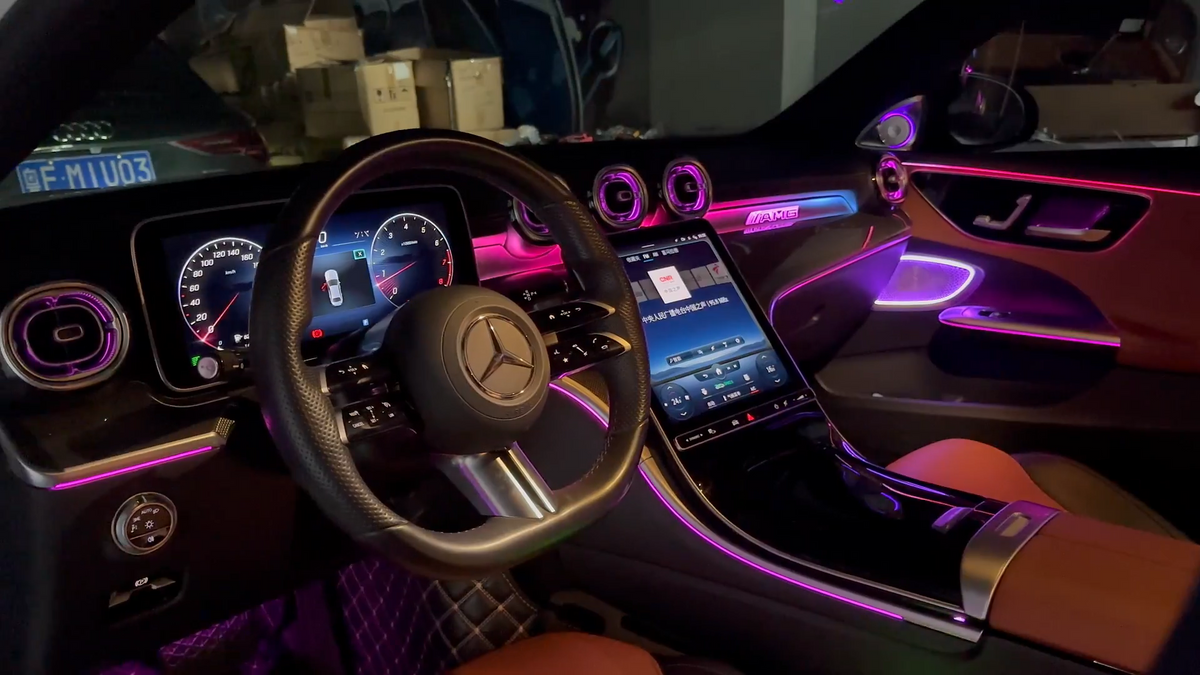 For Mercedes Benz GLC X254 2023-2025 Dynamic Symphony Car Interior Ambient Lighting 64 Color Trim Decoration Accessories